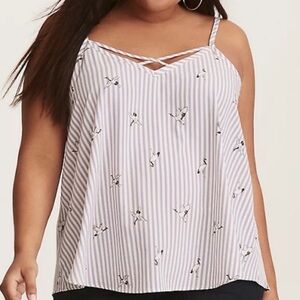 Torrid Grey & White Striped Crane Cami Women’s 2X Lightweight Flowy Tank Summer